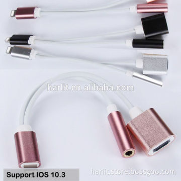 Y Shape Audio Charge Adapter Cable For iPhone 7 With 3.5 mm Headphone Aux Adapter Support IOS 10.3